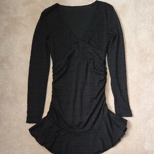SHEIN Black Textured Long Sleeve Dress